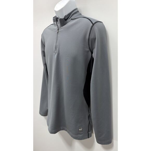 Nike Pro Combat Hyperwarm Dri-Fit Max Mens L 1/4 Zip Pullover Gray 543596-065 - Picture 2 of 8